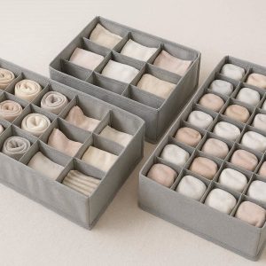 4 Multi Compartment Closet Organizer Bags Pack of 3 for Socks Underwear