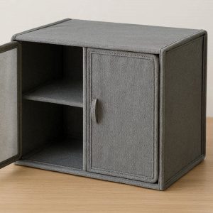 Foldable Fabric Desktop Cabinet with Doors for Dust Free Storage